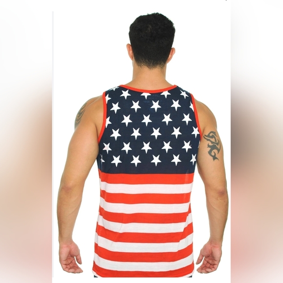 Men's USA Flag Tank Top America Stars & Stripes Size XL - Picture 3 of 7